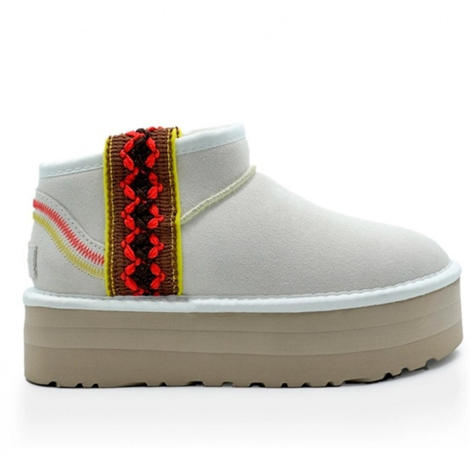 UGG Ультра Мини  Braid Platform - White